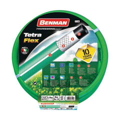 ΛΑΣΤΙΧΟ 10Y TETRAFLEX 5/8”’x25m (ΠΡΑΣΙΝΟ&ΛΕΥΚΗ) BENMAN