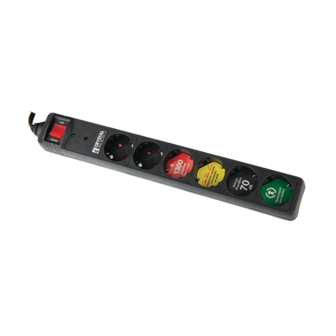 CRYSTAL AUDIO – Πολύπριζο Ασφαλείας 6 Θέσεων με Διακόπτη και Καλώδιο 1,5m- Μαύρο