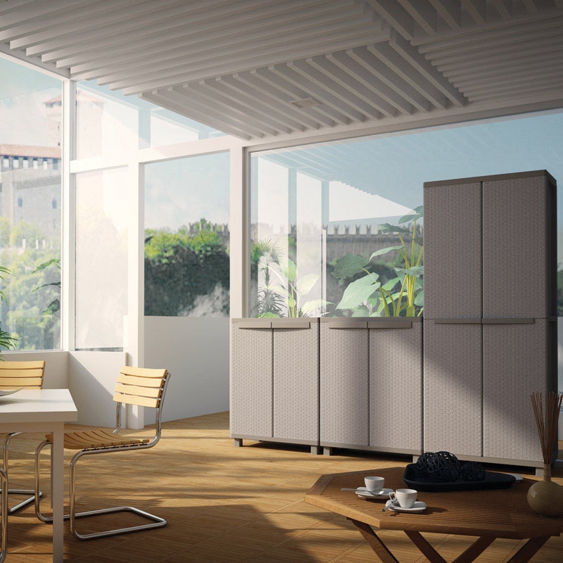 ΔΙΦΥΛΛΗ ΝΤΟΥΛΑΠΑ JRattan ΠΛΑΣΤΙΚΗ με 3 Ράφια 268 68x37.5x170εκ.68 - 2φυλλη - Image 3