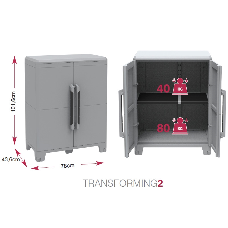 ΔΙΦΥΛΛΗ ΝΤΟΥΛΑΠΑ TRANSFORMING ΠΛΑΣΤΙΚΗ ΜΕ 1 ΡΑΦΙ (78x43.6x102εκ) - Image 3