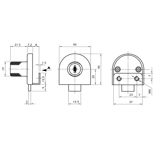 ΚΛΕΙΔΑΡΙΑ ΜΟΝΗΣ ΚΡΥΣΤΑΛΛΙΝΗΣ ΠΟΡΤΑΣ D19 X L21,5MM - Image 2