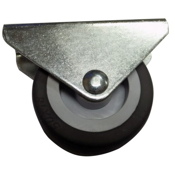 Ρόδα Φ50 mm σταθερή με πέλμα 68 x 26 mm, γαλβανιζέ/μαύρη