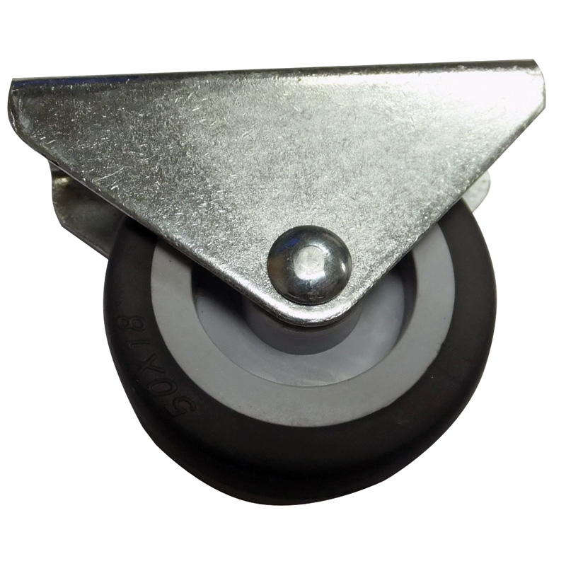 Ρόδα Φ50 mm σταθερή με πέλμα 68 x 26 mm, γαλβανιζέ/μαύρη