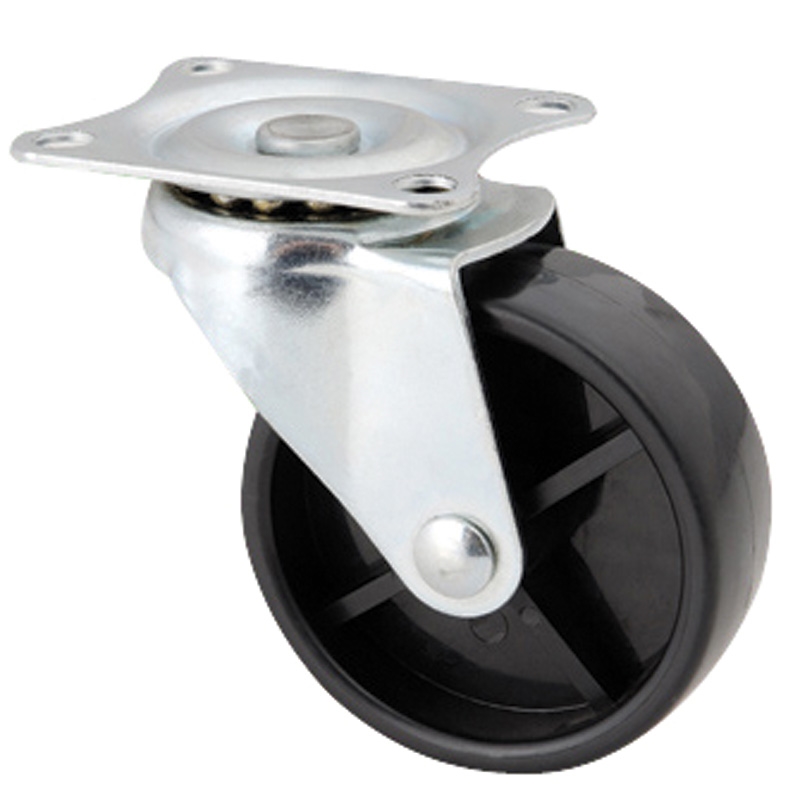 Ρόδα Φ30 mm με πέλμα 38 x 32 mm, γαλβανιζέ/μαύρη