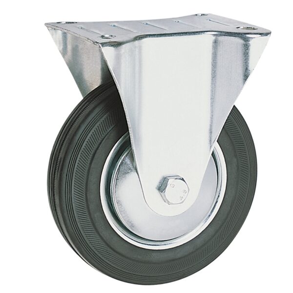 Ρόδα σταθερή με πέλμα Φ125 102x84mm μαύρη