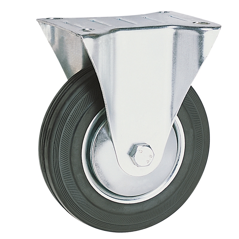 Ρόδα σταθερή με πέλμα Φ125 102x84mm μαύρη