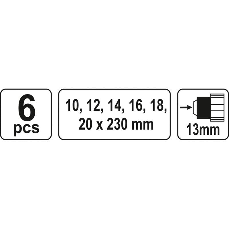 Σετ Τρυπάνια Οφιοειδή 10-20mm 230mm 6τμχ YATO - Image 3
