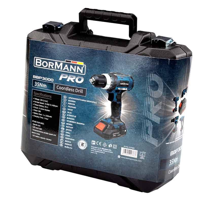 BORMANN Pro BBP3000 Δραπανοκατσάβιδο Μπαταρίας 20V, 35 Nm, 2 Ταχυτήτων, με Μπαταρία 2Ah & Βαλίτσα – 027683 - Image 5