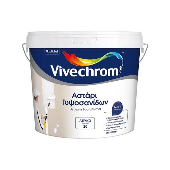 Vivechrom Gypsum Board Primer Eco 30 Αστάρι Γυψοσανίδας Λευκό 9L