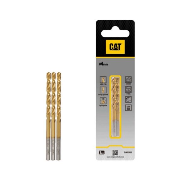 CAT Τρυπάνι τιτανίου HSS σετ:3τεμ 4x70mm DA02005