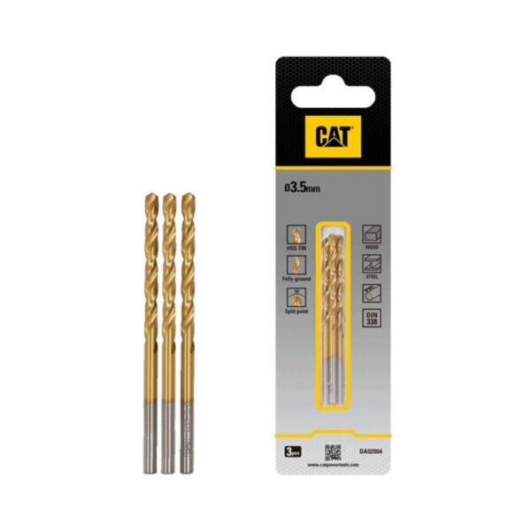 CAT Τρυπάνι τιτανίου HSS σετ:3τεμ 3.5x65mm DA02004