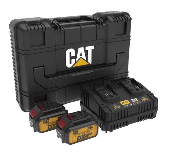 CAT SET 2 ΜΠΑΤΑΡΙΕΣ ΛΙΘΙΟΥ 18V 4Ah με Διπλό Φορτιστή & βαλίτσα DXK900 ( 05-9248 )