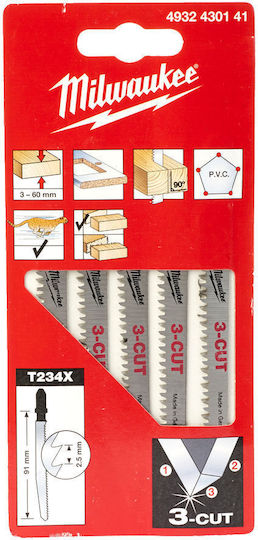 Milwaukee T234x Λάμες για Ξύλο 75mm 5τμχ