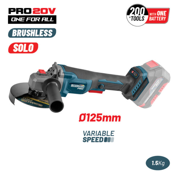 BORMANN Pro BBP3650 Γωνιακός Τροχός Brushless Ρυθμιζόμενος 20V, Li-Ion, SOLO