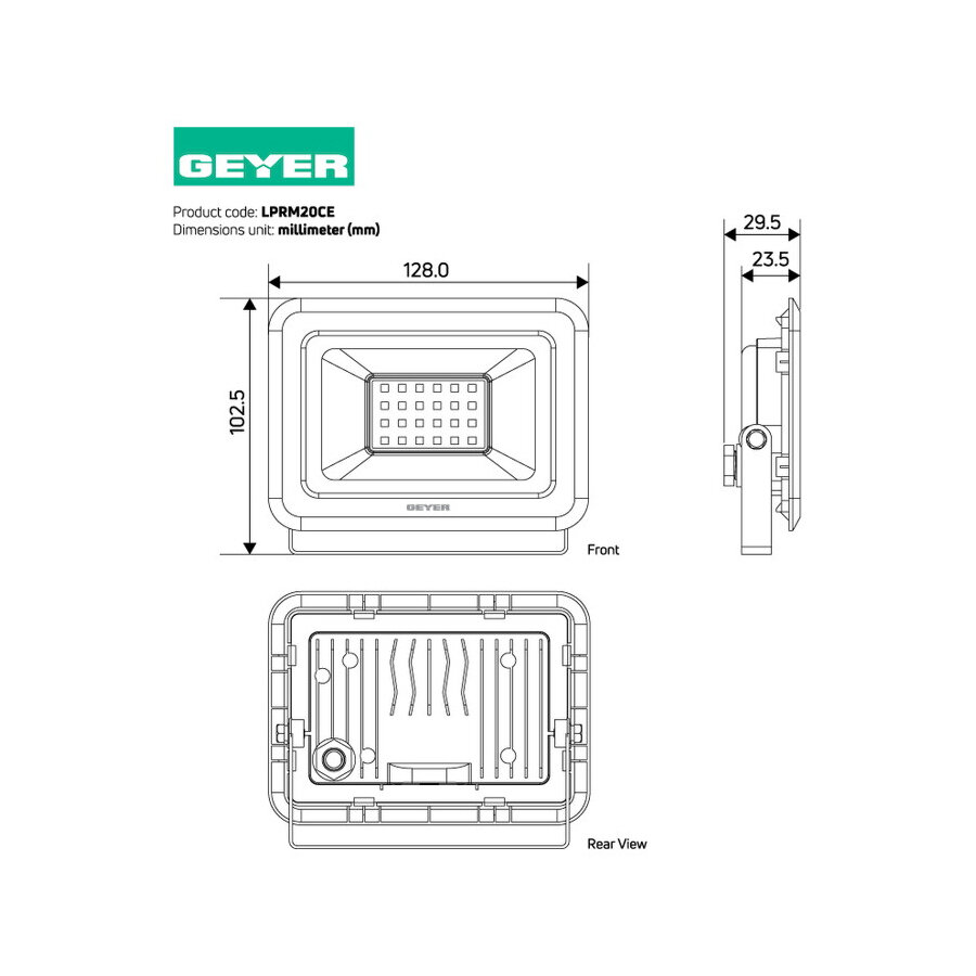 GEYER Προβολέας led μαύρος 20W 4000K 1800LM LPRM20CE - Image 3